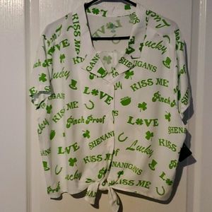 St. Patrick's day XXL women's tie front shirt